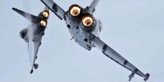 Two Eurofighter Typhoons fly in formation