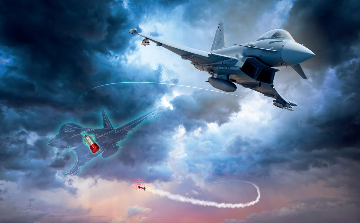 BriteStorm 55 is deployed by a Eurofighter Typhoon to defeat an incoming RF missile threat.