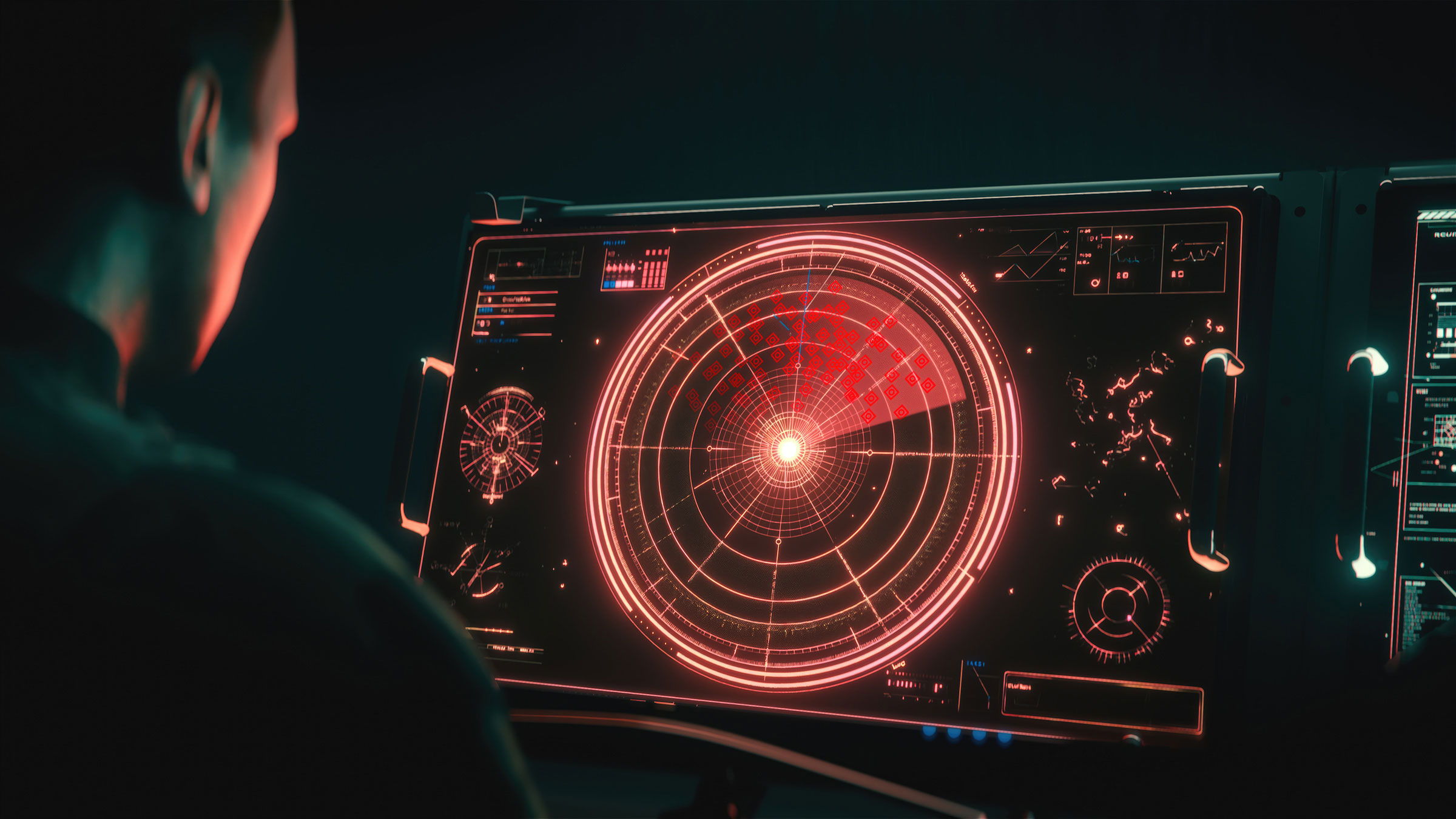 Enemy radar screen ‘lights up’ as BriteStorm payload begins its stand-in jamming.