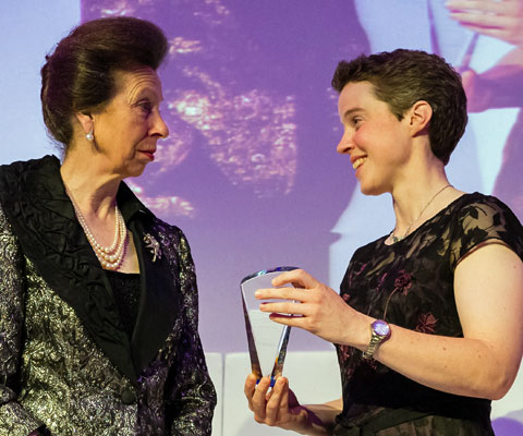 Kris Harrison collects her 2015 WISE Inspiring Young People Award from the Princess Royal