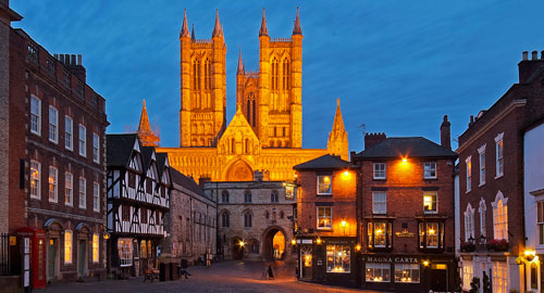 Lincoln city centre at night