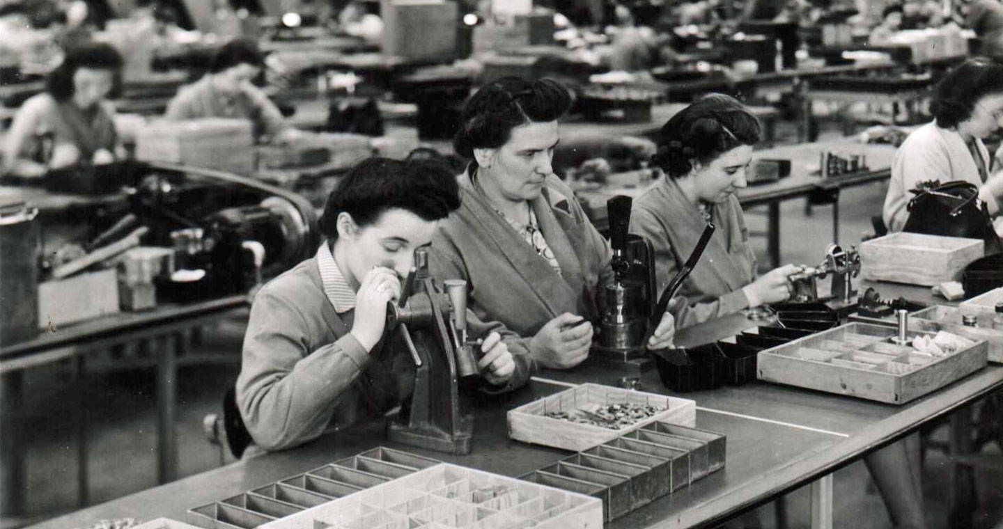 women engineers working in the company's Edinburgh factory during World War 2