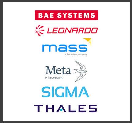 Company logos of the Novus team partners (Leonardo, BAES, MASS, Meta Mission Data, Sigma, Thales)