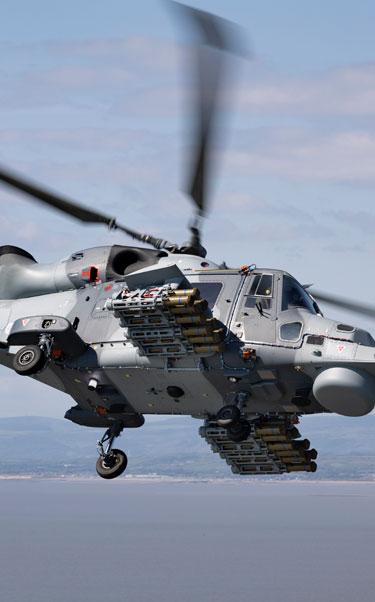 AW159 Wildcat equipped with Martlets during a trial