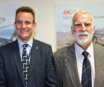 Two of the three generations of one family that has worked on the Lynx helicopter at Leonardo