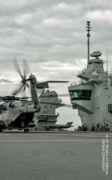 Merlin helicopters and F-35 jets on-board HMS Queen Elizabeth