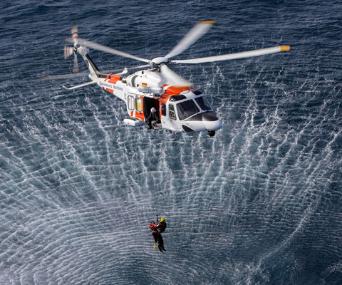 AW139 search and rescue helicopter on a mission