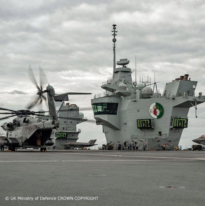 AW101 Merlin helicopters and F-35 jets on-board HMS Queen Elizabeth