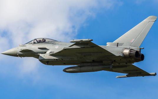 Typhoon flying right to left