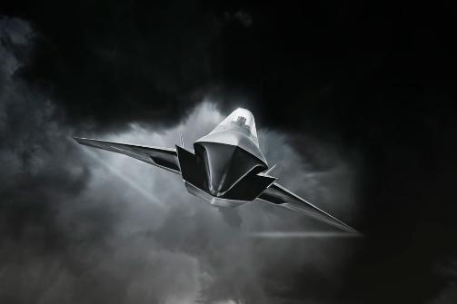 Black and white illustration of Tempest in flight