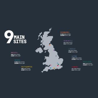 UK map of Leonardo locations