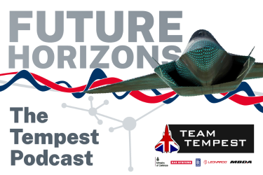 Cover of the Tempest podcast featuring the aircraft concept model and Team Tempest logo