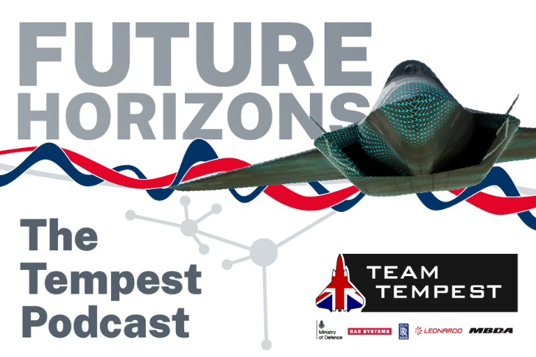 Cover of the Tempest podcast featuring the aircraft concept model and Team Tempest logo