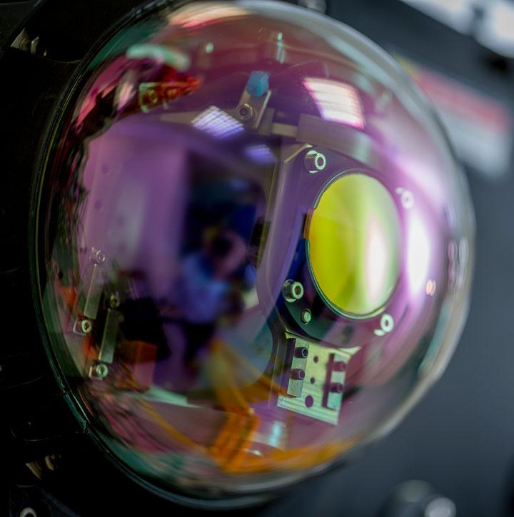Close up shot of Miysis DIRCM laser 