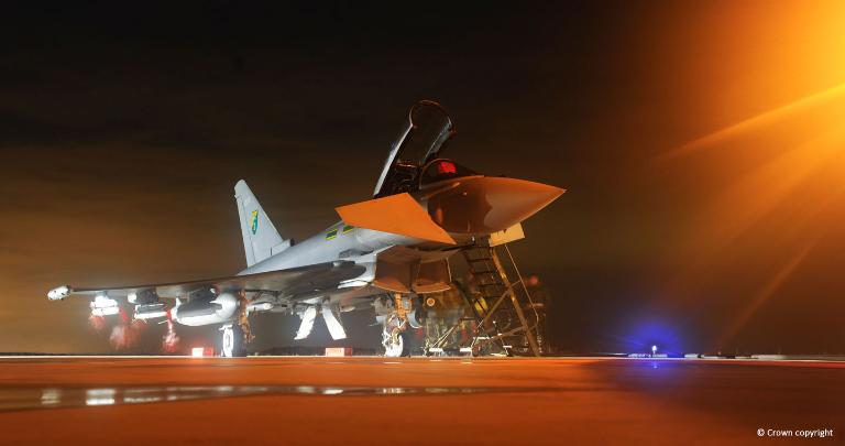 Typhoon on the runway undergoing maintenance checks
