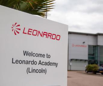 Sign with Leonardo logo that reads, "Welcome to Leonardo Academy (Lincoln)"